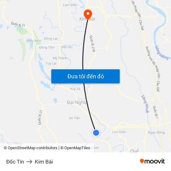 Đốc Tín to Kim Bài map