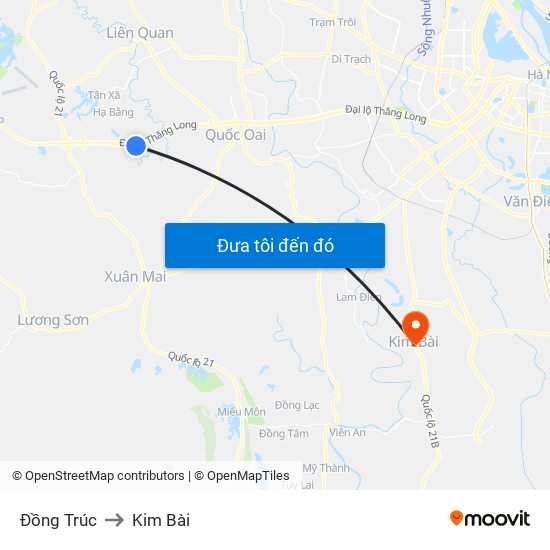 Đồng Trúc to Kim Bài map