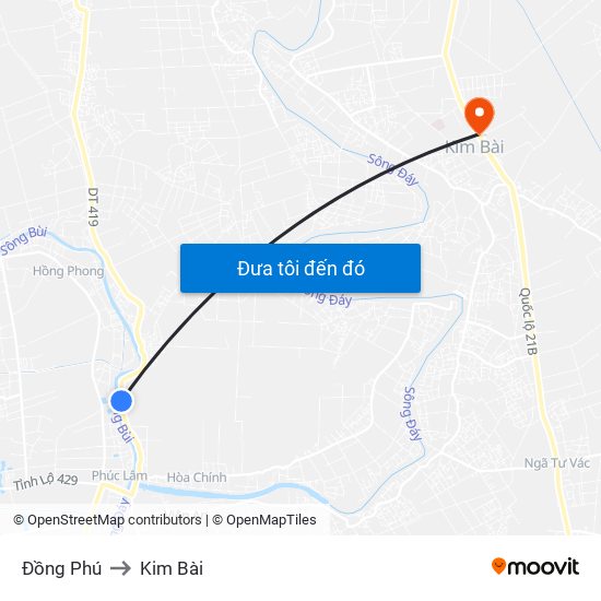 Đồng Phú to Kim Bài map