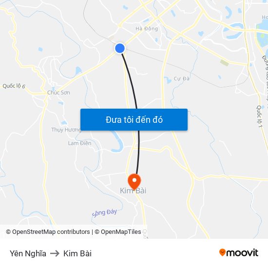 Yên Nghĩa to Kim Bài map