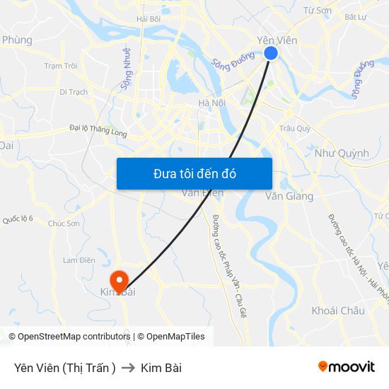 Yên Viên (Thị Trấn ) to Kim Bài map