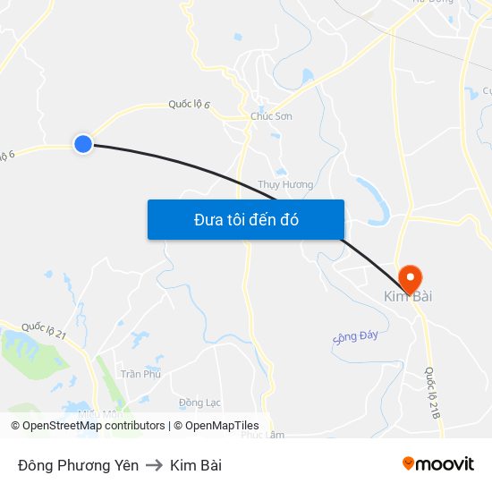 Đông Phương Yên to Kim Bài map