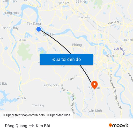 Đông Quang to Kim Bài map