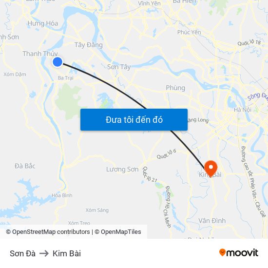 Sơn Đà to Kim Bài map