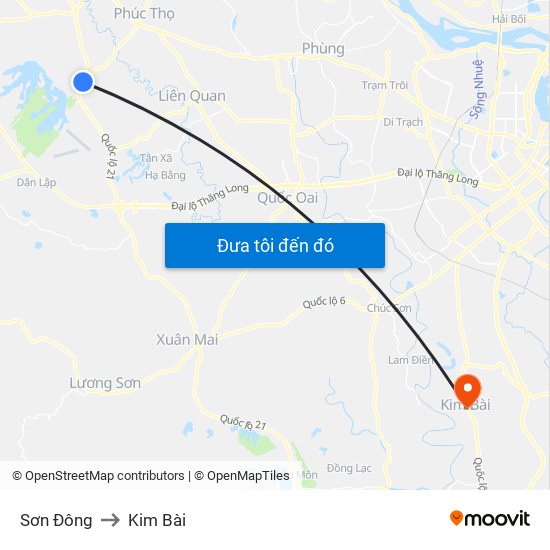 Sơn Đông to Kim Bài map