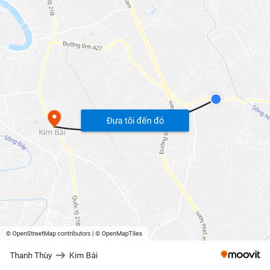 Thanh Thùy to Kim Bài map