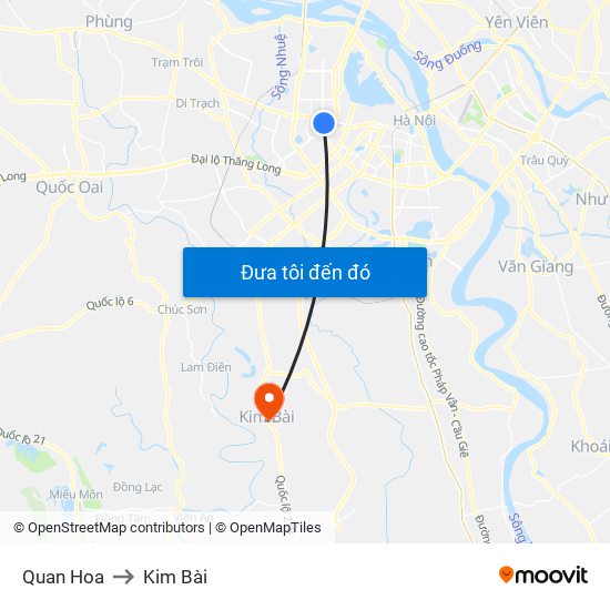 Quan Hoa to Kim Bài map