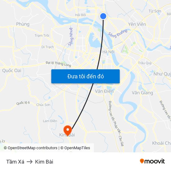 Tầm Xá to Kim Bài map