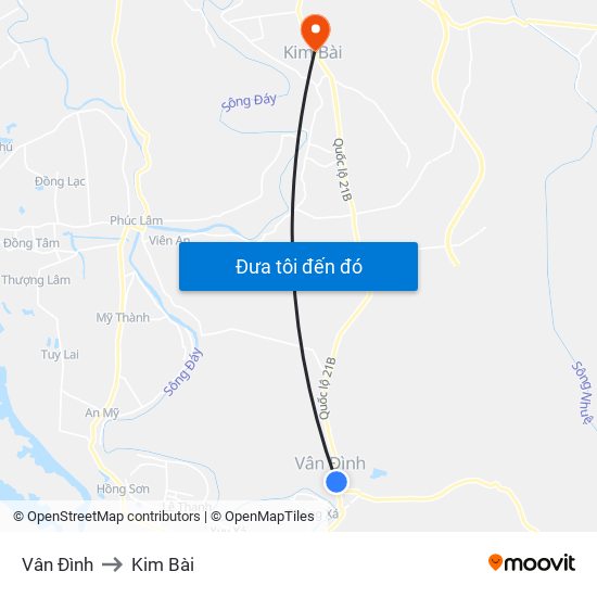 Vân Đình to Kim Bài map