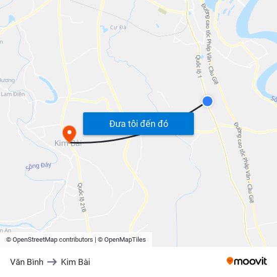 Văn Bình to Kim Bài map