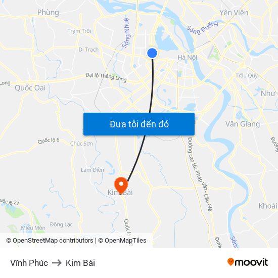 Vĩnh Phúc to Kim Bài map