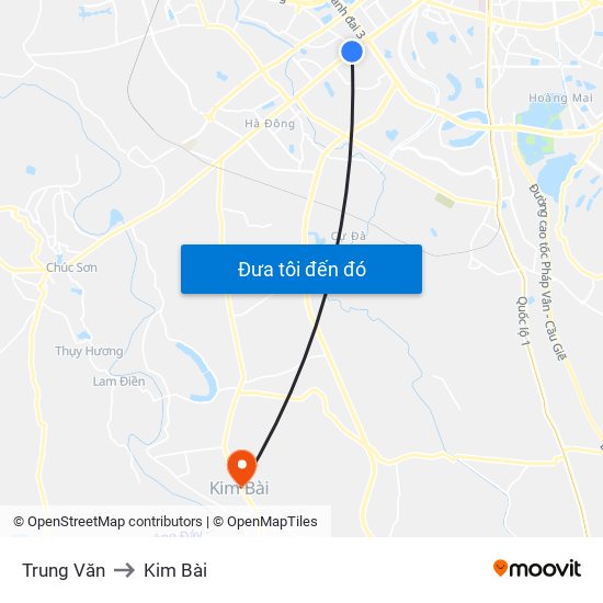 Trung Văn to Kim Bài map