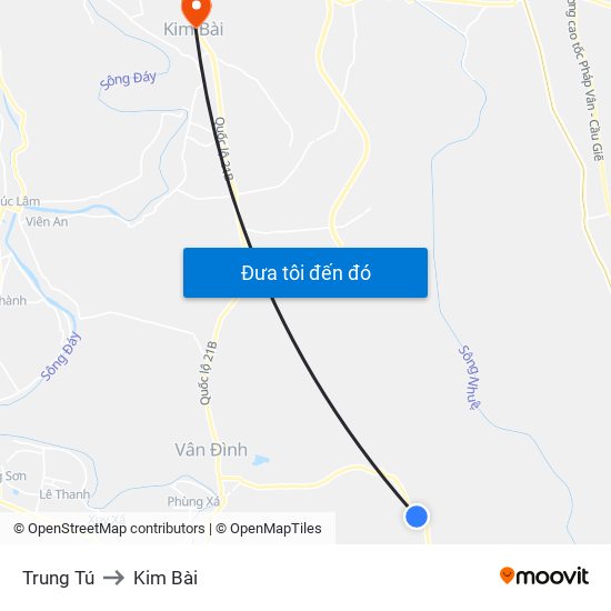 Trung Tú to Kim Bài map