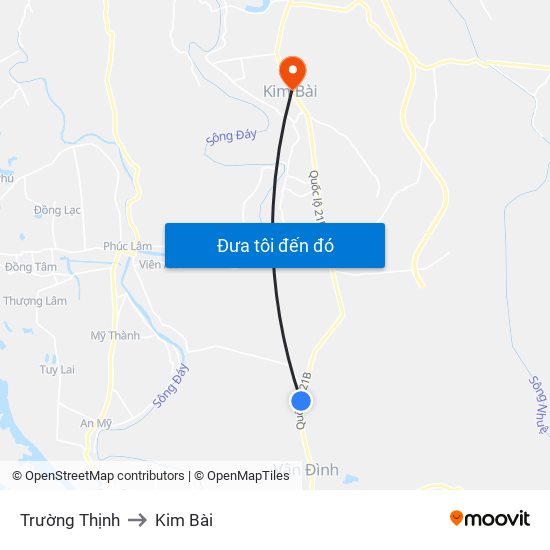 Trường Thịnh to Kim Bài map