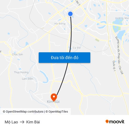 Mộ Lao to Kim Bài map