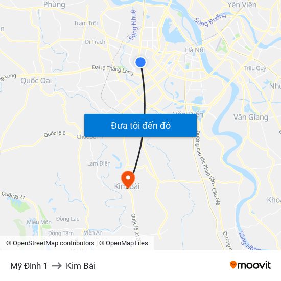 Mỹ Đình 1 to Kim Bài map