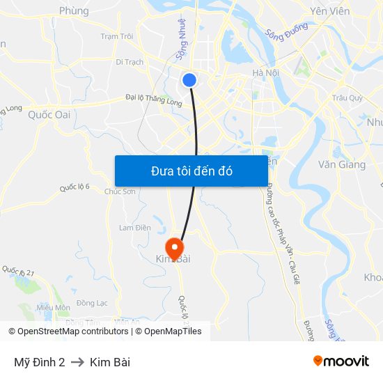 Mỹ Đình 2 to Kim Bài map