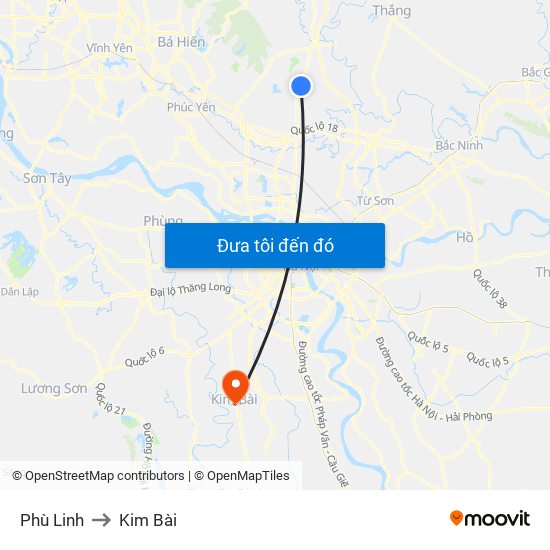 Phù Linh to Kim Bài map