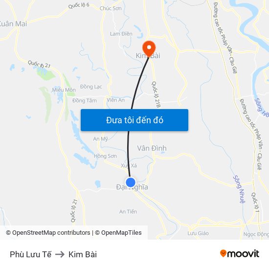 Phù Lưu Tế to Kim Bài map