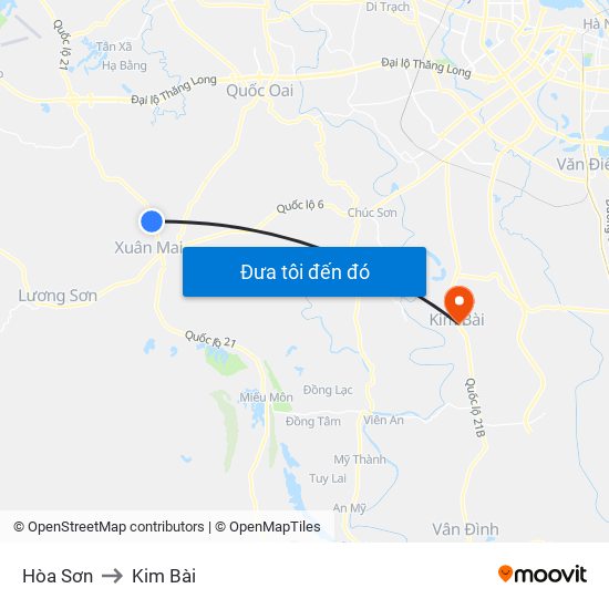 Hòa Sơn to Kim Bài map