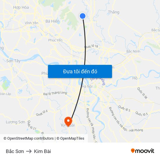 Bắc Sơn to Kim Bài map