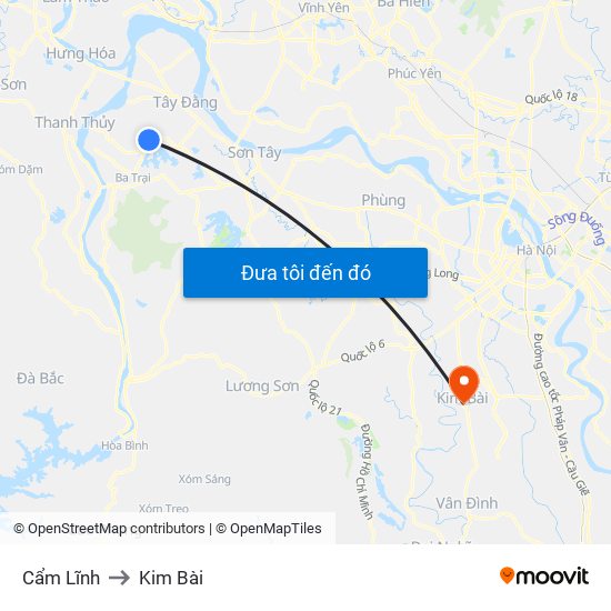 Cẩm Lĩnh to Kim Bài map