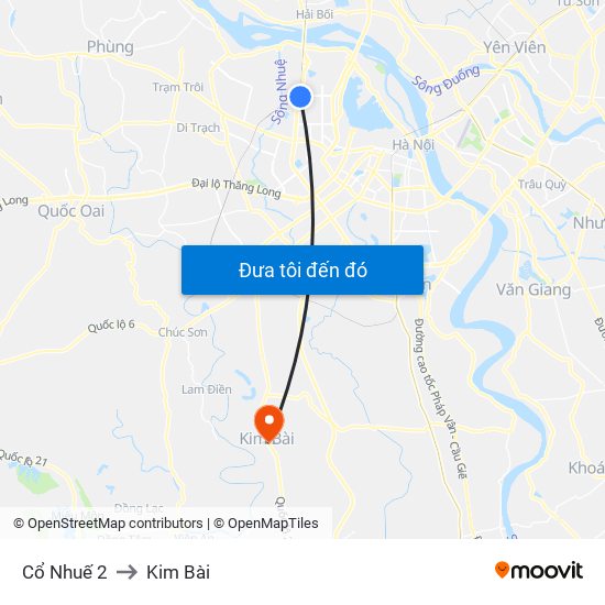 Cổ Nhuế 2 to Kim Bài map