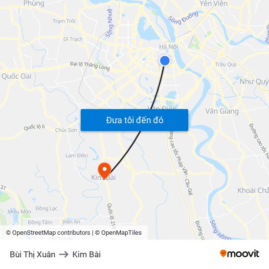 Bùi Thị Xuân to Kim Bài map