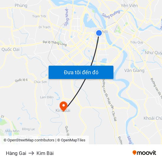 Hàng Gai to Kim Bài map