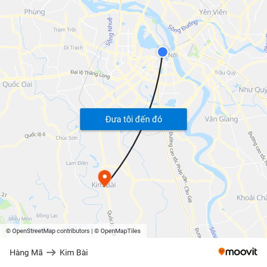 Hàng Mã to Kim Bài map