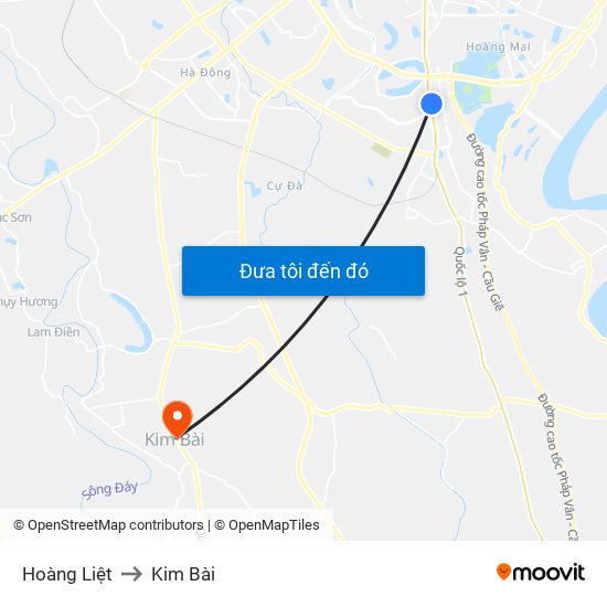 Hoàng Liệt to Kim Bài map