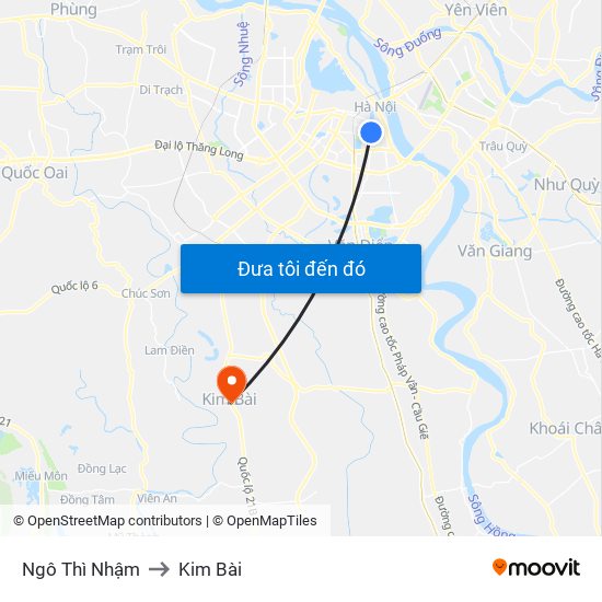 Ngô Thì Nhậm to Kim Bài map