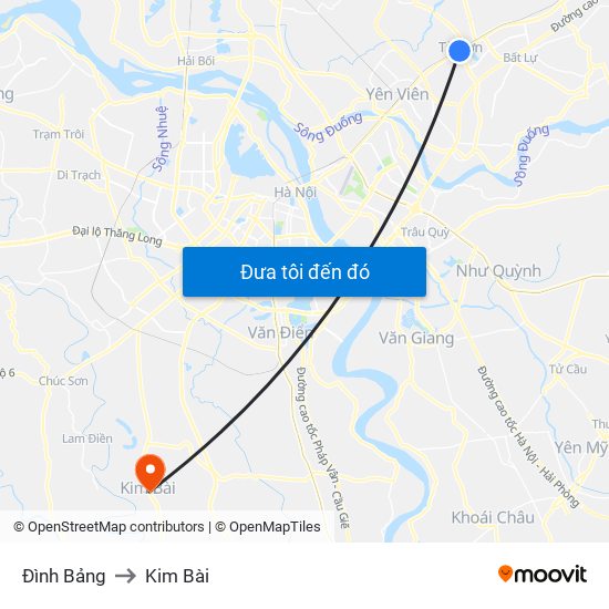 Đình Bảng to Kim Bài map