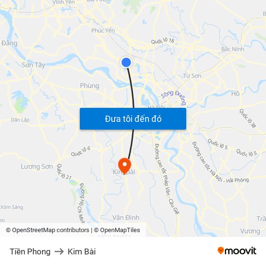 Tiền Phong to Kim Bài map