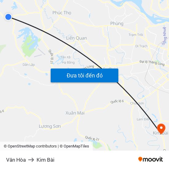 Vân Hòa to Kim Bài map