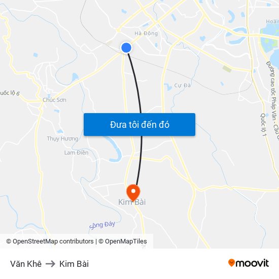 Văn Khê to Kim Bài map