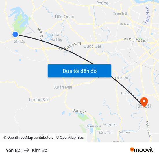 Yên Bài to Kim Bài map