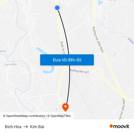 Bích Hòa to Kim Bài map