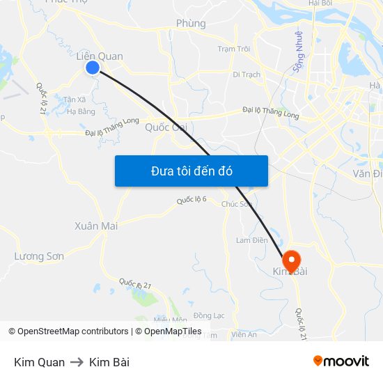 Kim Quan to Kim Bài map