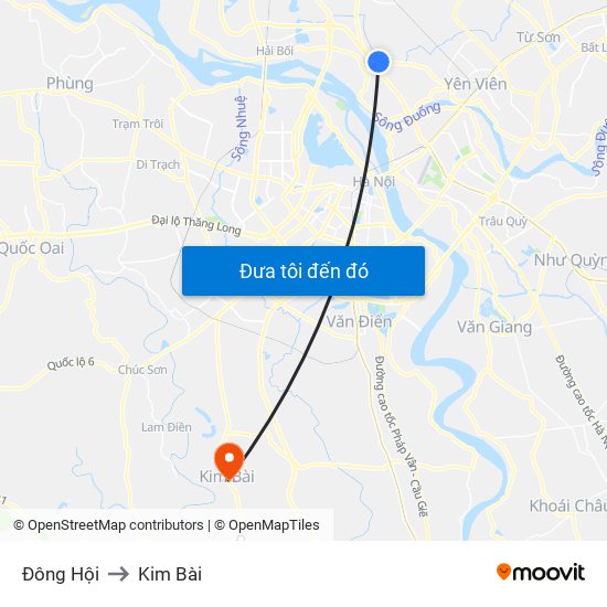 Đông Hội to Kim Bài map