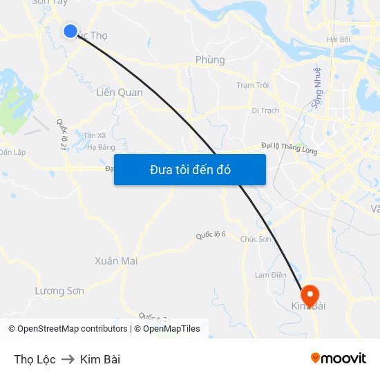 Thọ Lộc to Kim Bài map