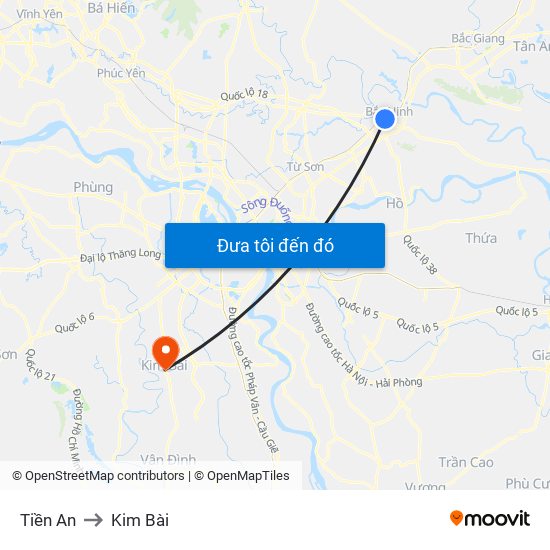 Tiền An to Kim Bài map