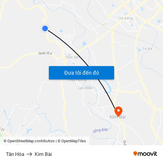 Tân Hòa to Kim Bài map