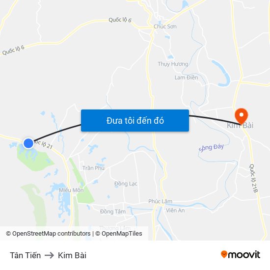 Tân Tiến to Kim Bài map