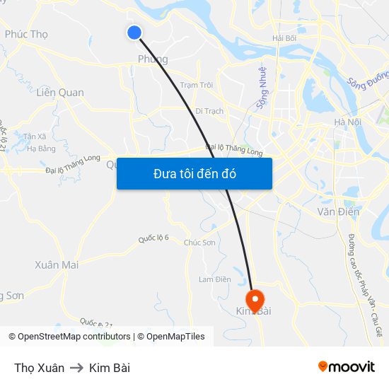 Thọ Xuân to Kim Bài map