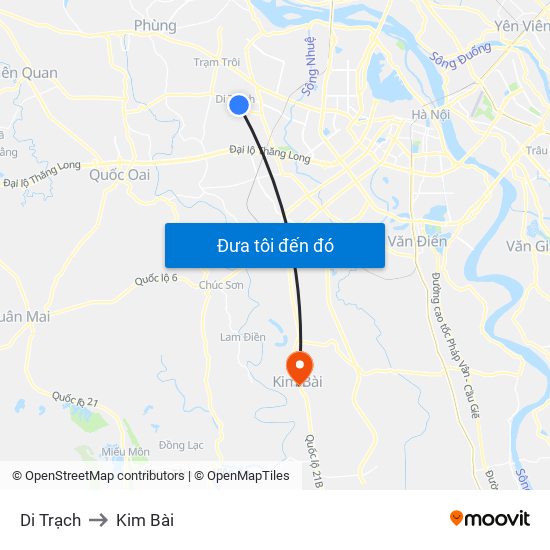 Di Trạch to Kim Bài map