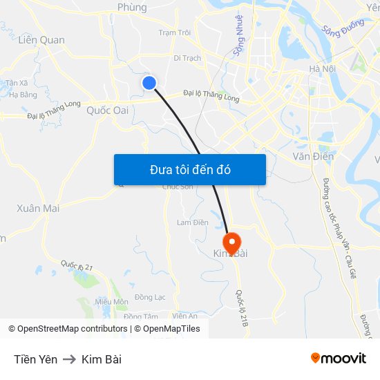 Tiền Yên to Kim Bài map