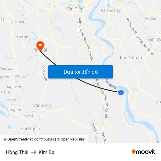 Hồng Thái to Kim Bài map