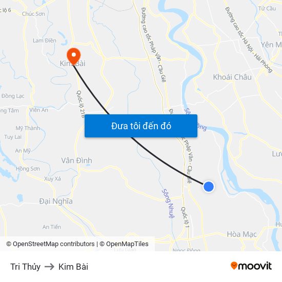 Tri Thủy to Kim Bài map