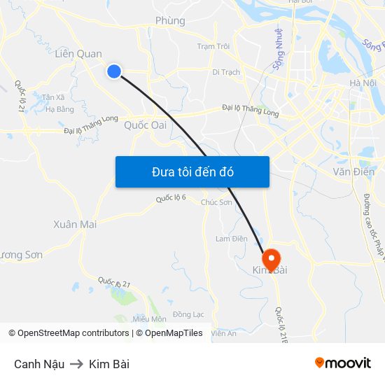 Canh Nậu to Kim Bài map